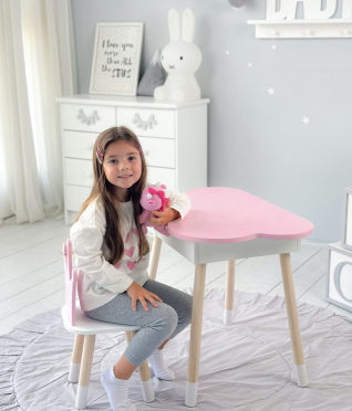 Новинка! Дитячий стіл рожевий хмарка з нішею і стільчик корона рожевий 93061