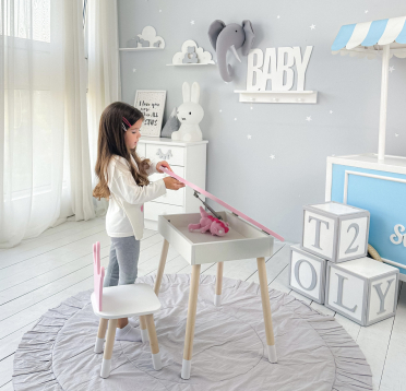 Новинка! Дитячий стіл рожевий хмарка з нішею і стільчик корона рожевий 93061