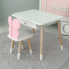 Дитячий білий столик з шухлядою  і стільчик метелик рожевий 34961