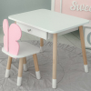 Дитячий білий столик з шухлядою  і стільчик метелик рожевий 34961