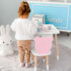 Дитячий столик білий і стільчик ведмедик рожево-білий. Столик із шухлядою для олівців і розмальовок 21441