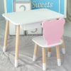 Дитячий столик білий і стільчик ведмедик рожево-білий. Столик із шухлядою для олівців і розмальовок 21441