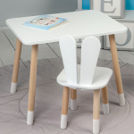 Прямокутний стіл та стіл дитячий білосніжний зайчик. Білий дитячий столик