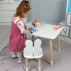 Прямокутний стіл та стіл дитячий білосніжний зайчик. Білий дитячий столик
