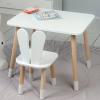 Прямокутний стіл та стіл дитячий білосніжний зайчик. Білий дитячий столик