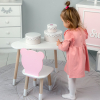 Дитячи білий стіл хмарка і стільчик ведмедик дитячий рожевий. Дитячий столик білосніжний.