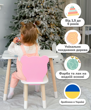 Дитячий стільчик ведмедик 26х26х24см