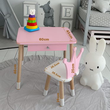 Дитячий столик і стільчиккорона  рожевий. Столик із шухлядою для олівців і розмальовок