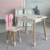 Дитячий білий столик з шухлядою  і стільчик метелик рожевий 34961