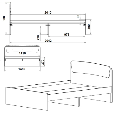 Ліжко Класика 140