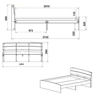 Ліжко Модерн 140
